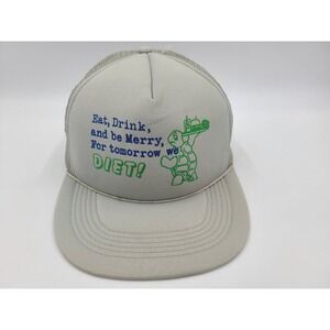 Vintage Eat Drink & Be Merry For Tomorrow We Diet Mesh Trucker Snapback Hat Cap